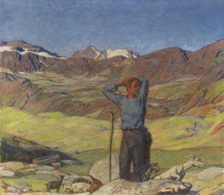 Erich Erler - Juni-Morgen (Ziegenhirte im Engadin)