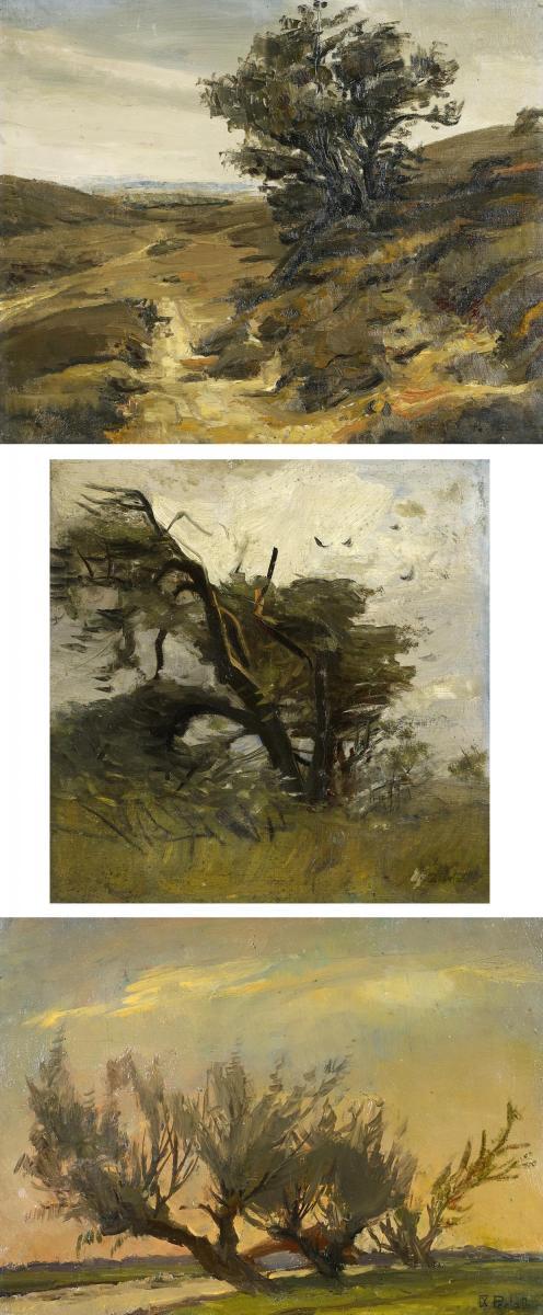 Erich Freiherr von Perfall - Drei Studien mit Weidenbäumen