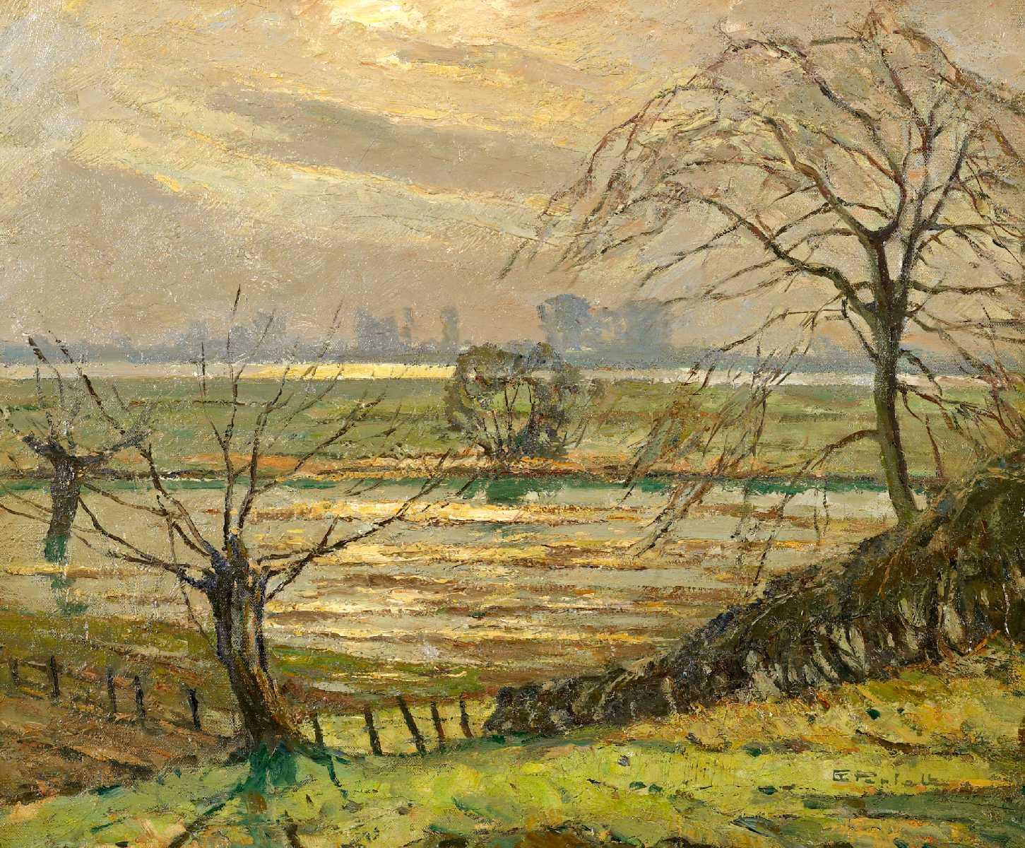 Erich Freiherr von Perfall - Märzstimmung am Niederrhein bei Wittlaer