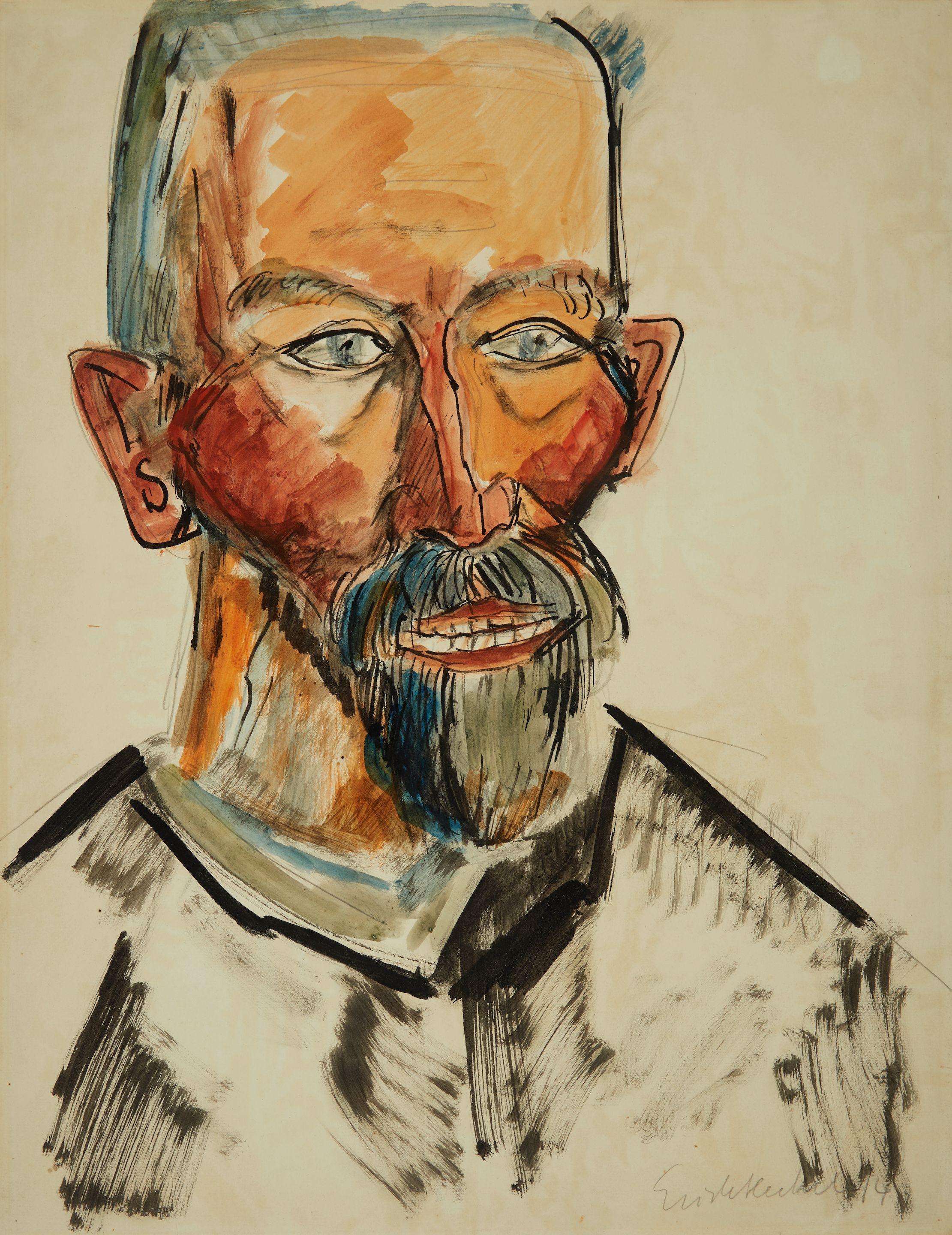 Erich Heckel - Bildnis eines bärtigen Mannes