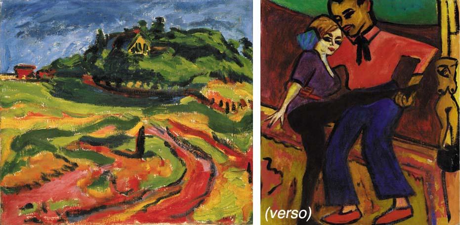 Erich Heckel - Dangaster Landschaft (recto) Erich Heckel und Sidi Riha (verso)