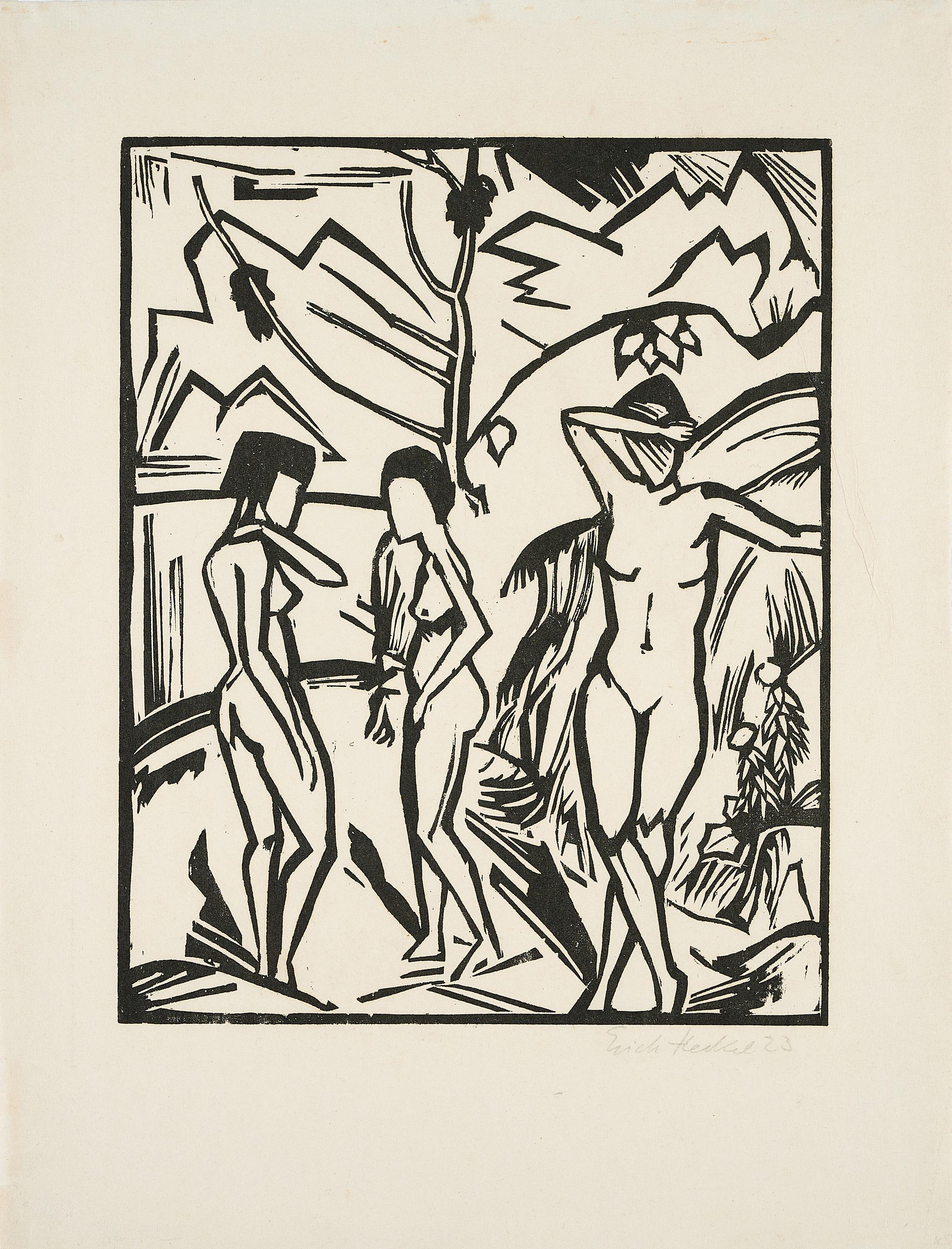 Erich Heckel - Drei Frauen am Wasser.