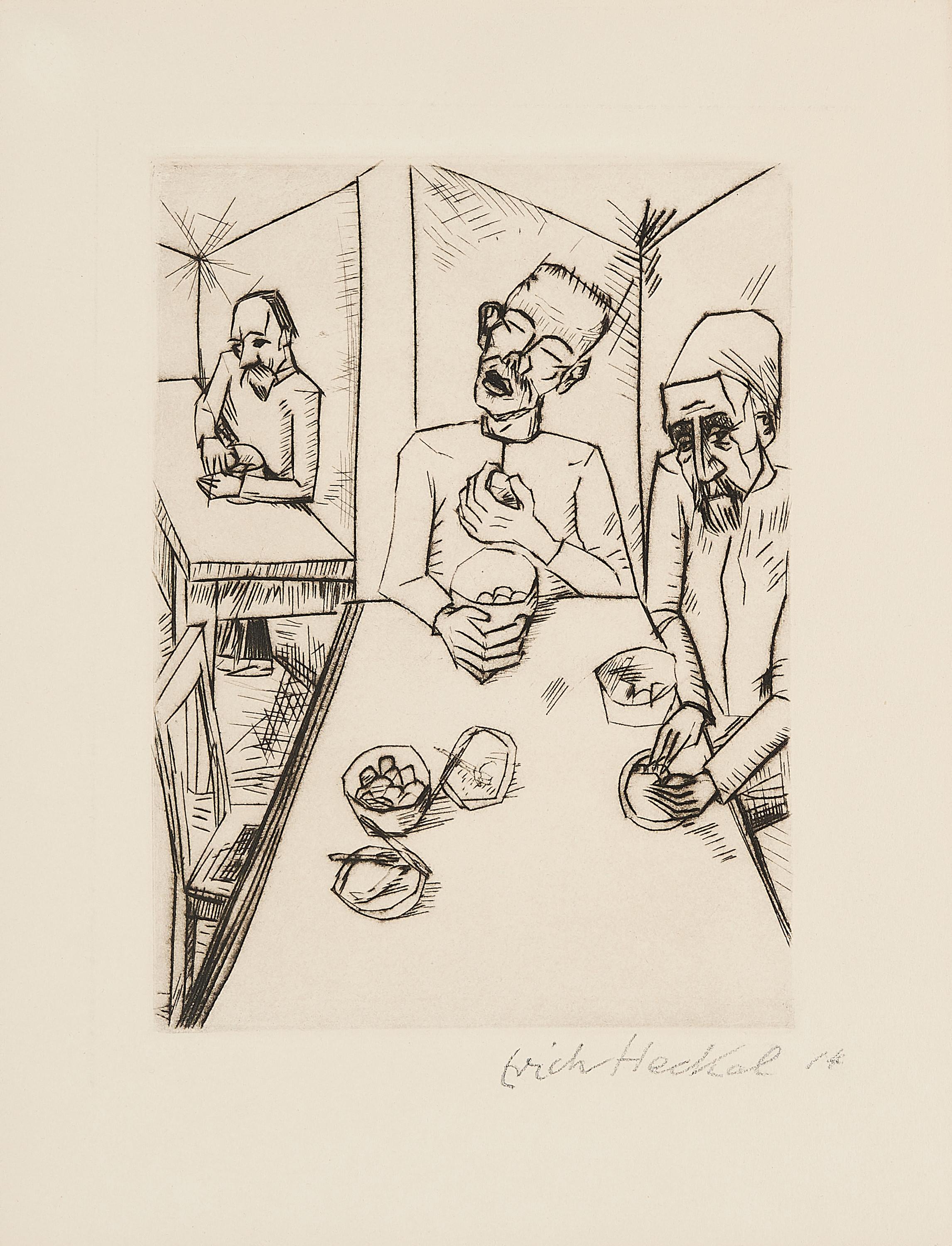 Erich Heckel - Irre beim Essen.
