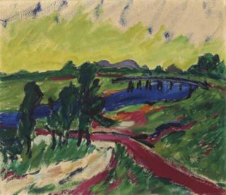 Erich Heckel - Landschaft bei Prerow  (recto) ; Kind und nackte Frau  (verso)
