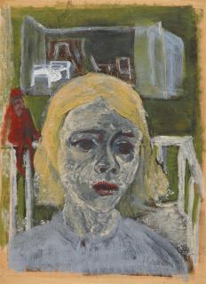 Erich Heckel - Mädchenportrait. Verso: Dasselbe Motiv seitenverkehrt