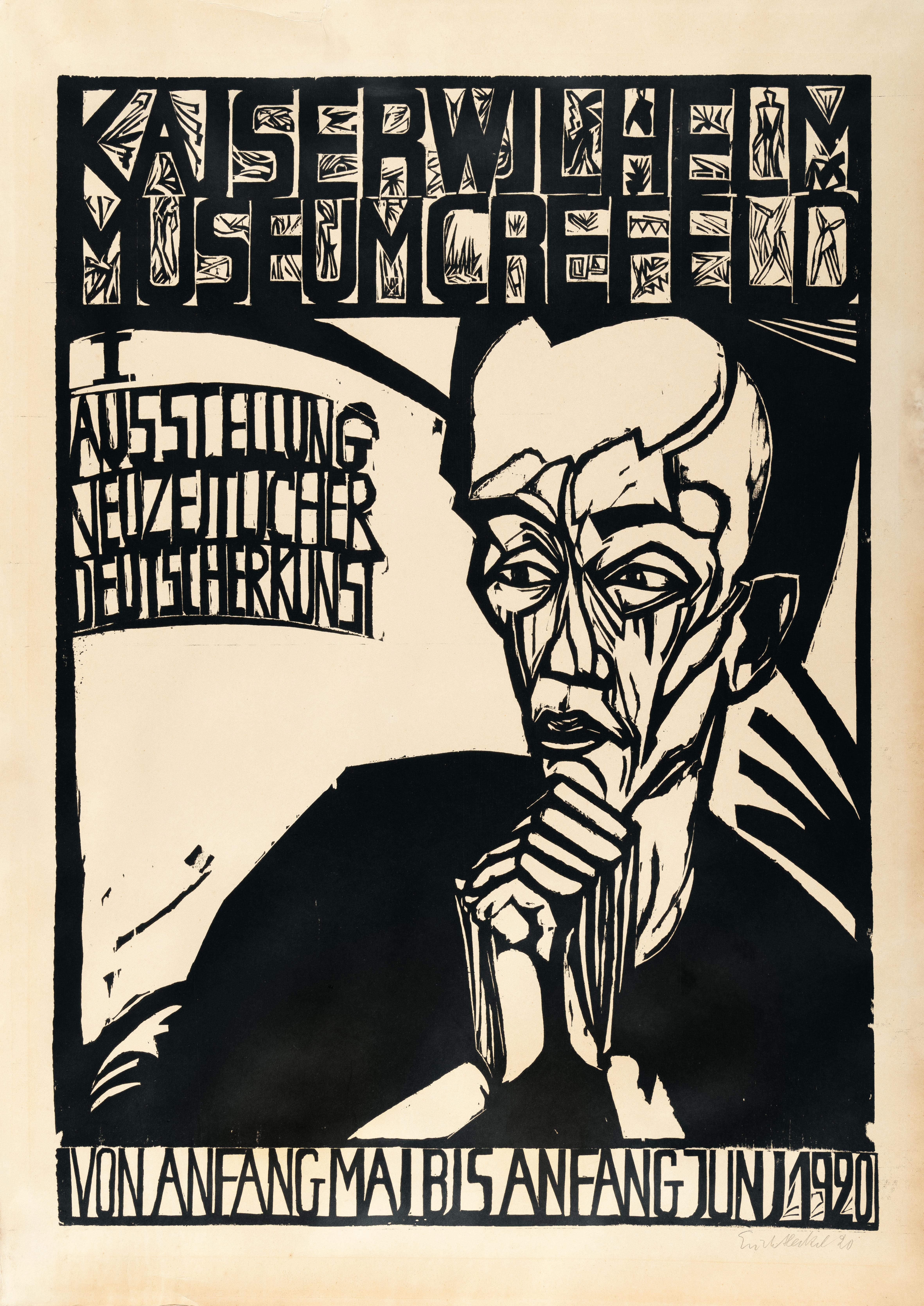 Erich Heckel - Plakat der „1. Ausstellung Neuzeitlicher Deutscher Kunst“ Krefeld