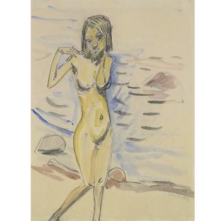 Erich Heckel - Untitled (Nude On The Beach)