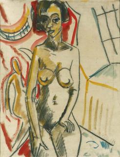 Erich Heckel - Weiblicher Akt beim Studiofenster