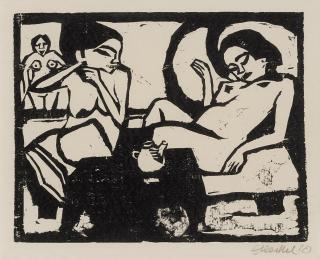 Erich Heckel - Zwei Mädchen im Atelier (Dube 183)