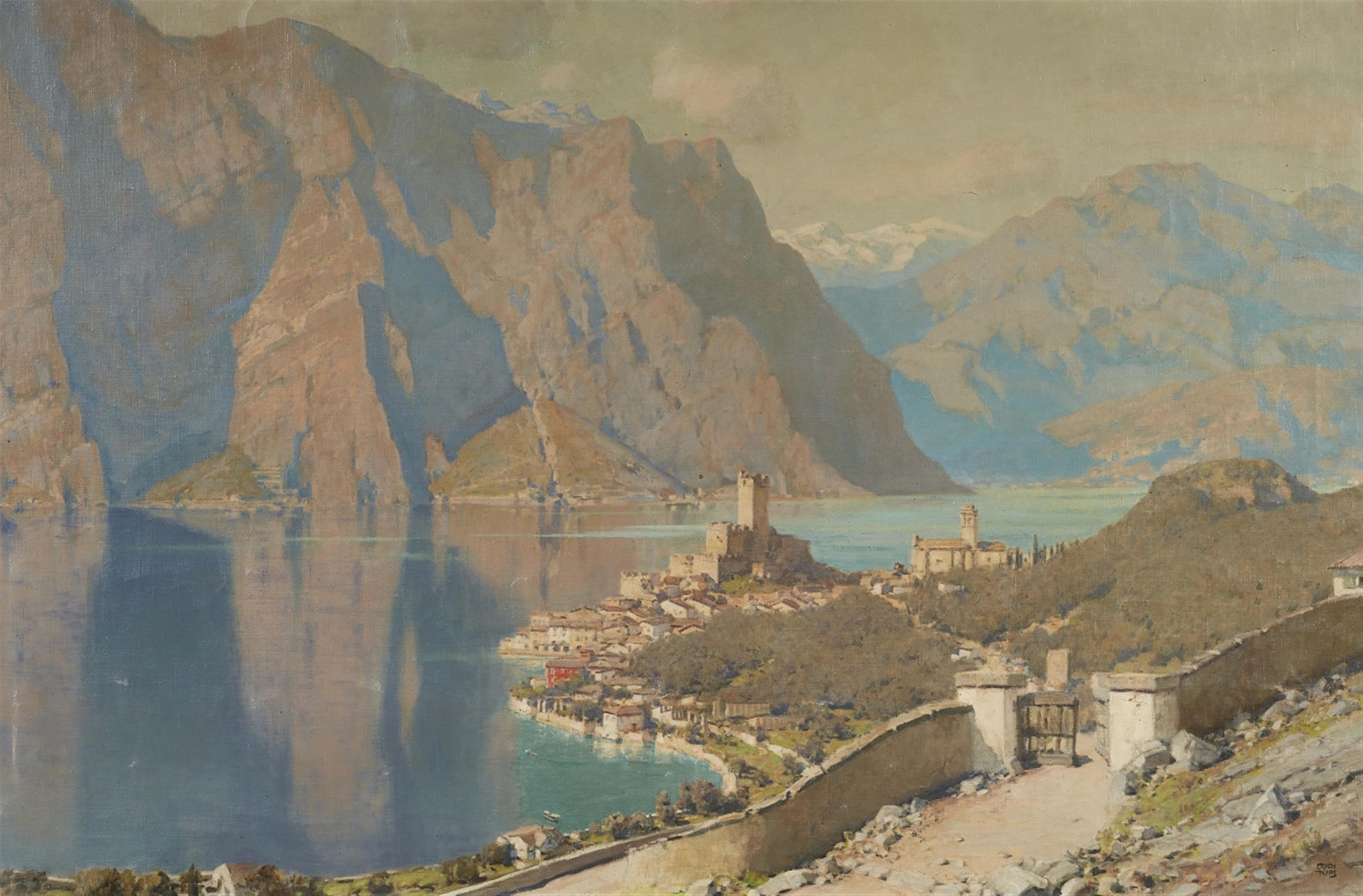 Erich Kips - Blick auf Malcesine am Gardasee mit der Scaligerburg