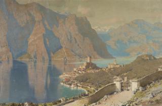 Erich Kips - Blick auf Malcesine am Gardasee mit der Scaligerburg