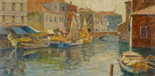 Erich Mercker - Marktstände am Kanal in Chioggia
