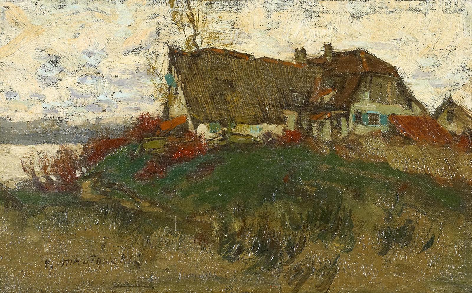 Erich Nikutowski - Ein Gehöft am Rhein