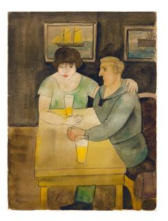 Erich Wegner - „Paar mit Segelschiff“.