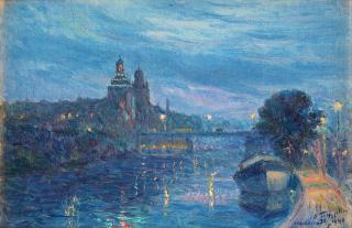 Erik Tryggelin - Evening light over Stockholm, scene from the Karlberg Canal