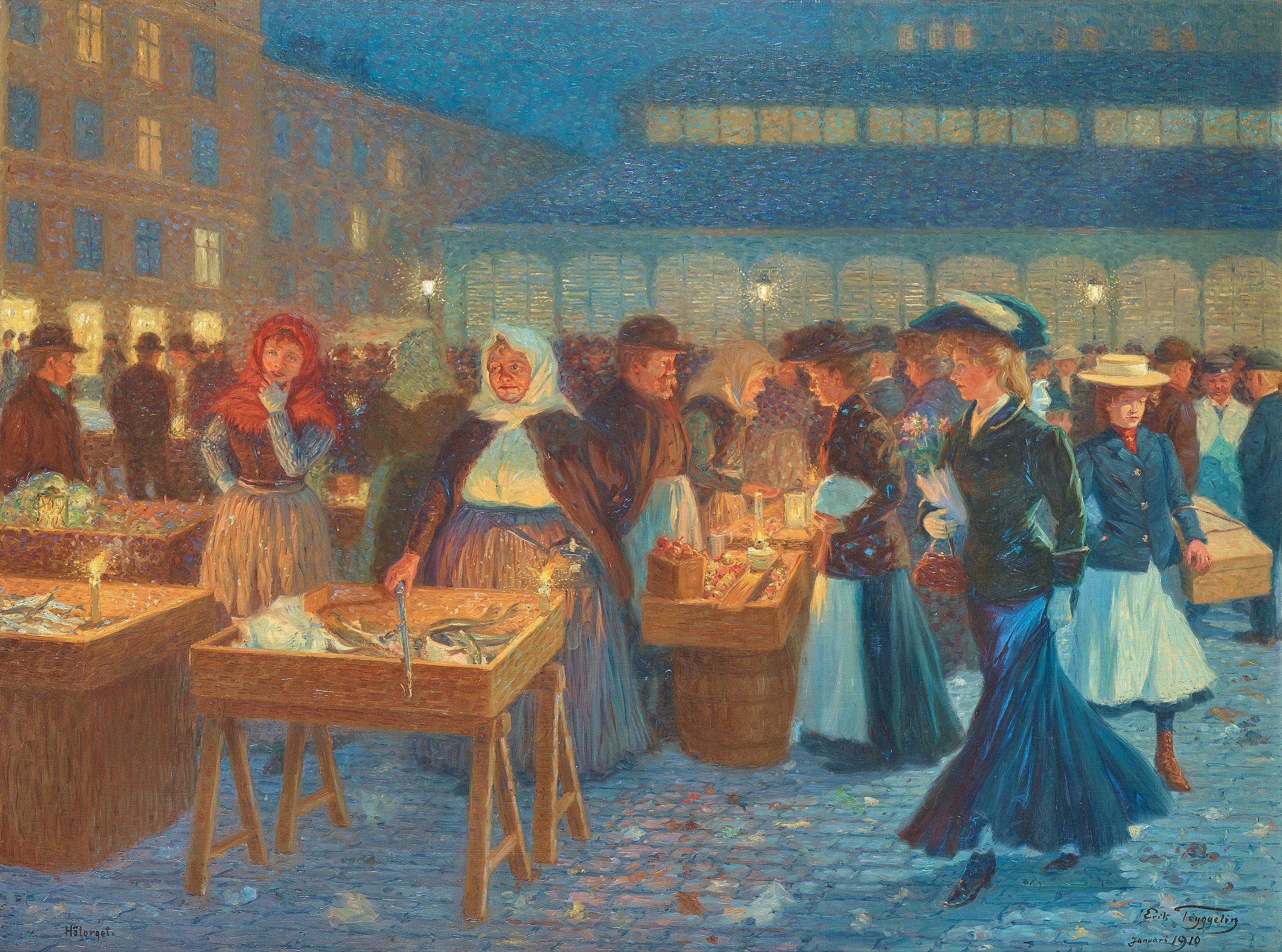 Erik Tryggelin - Market scene from Hötorget, Stockholm
