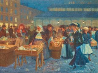 Erik Tryggelin - Market scene from Hötorget, Stockholm