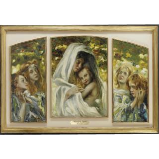 Ermenegildo Agazzi - Trittico, Maternità Con Angeli