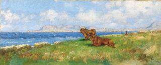 Erminio Cremp - Veduta Del Golfo Di Palermo, Con Bufali