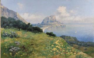 Erminio Cremp - Veduta Del Golfo Di Palermo Con Il Monte Pellegrino