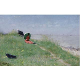 Ernest Ange Duez - French A Day At The Seaside