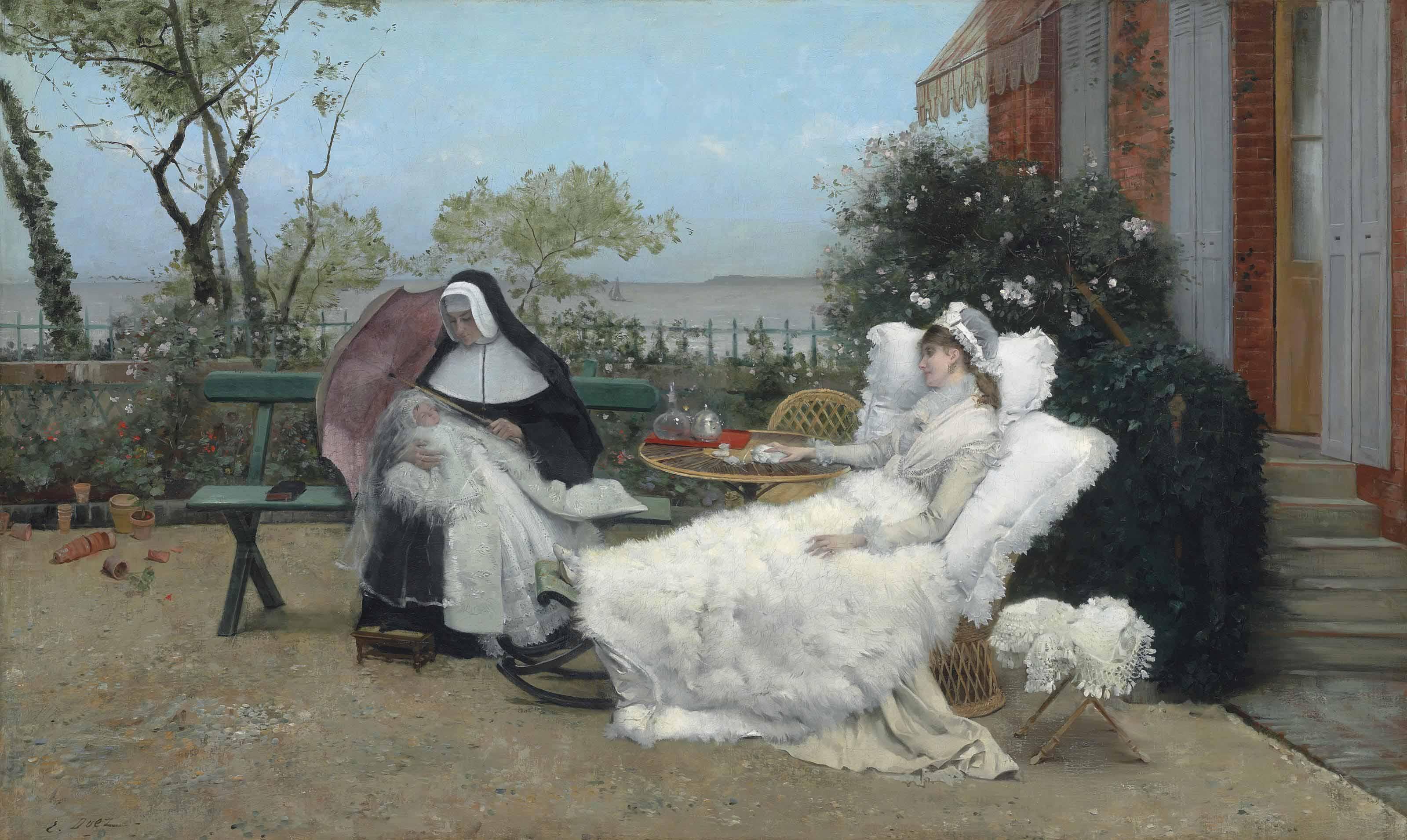 Ernest-Ange Duez - Resting on the terrace, Villerville