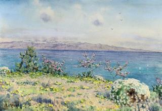 Ernest Arthur Rowe - Calabria and Straits of Messina from Taormina