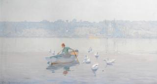 Ernest Baillet - Rowing on a summer lake