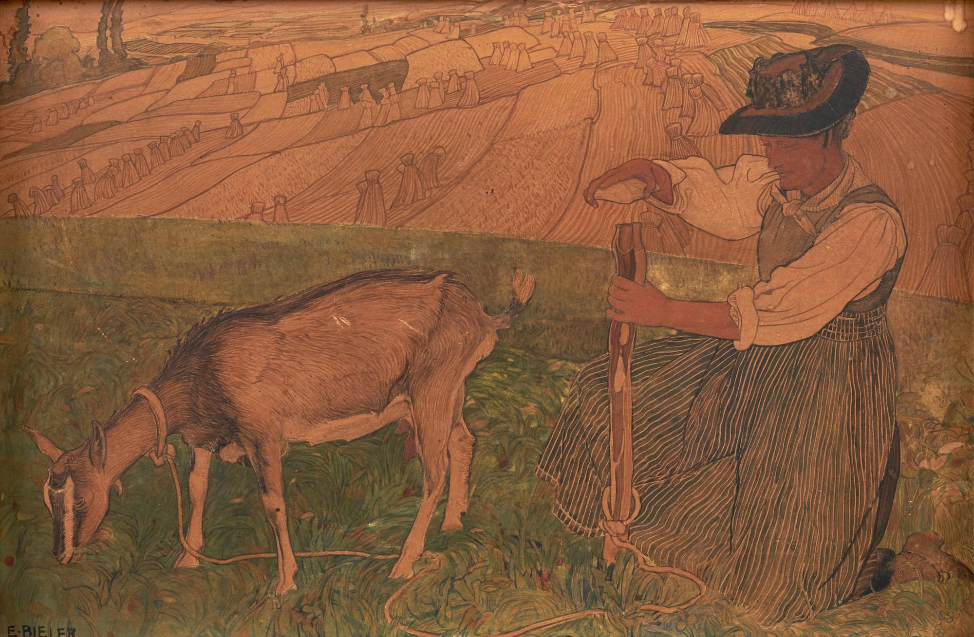 Ernest Biéler - La chèvre attachée