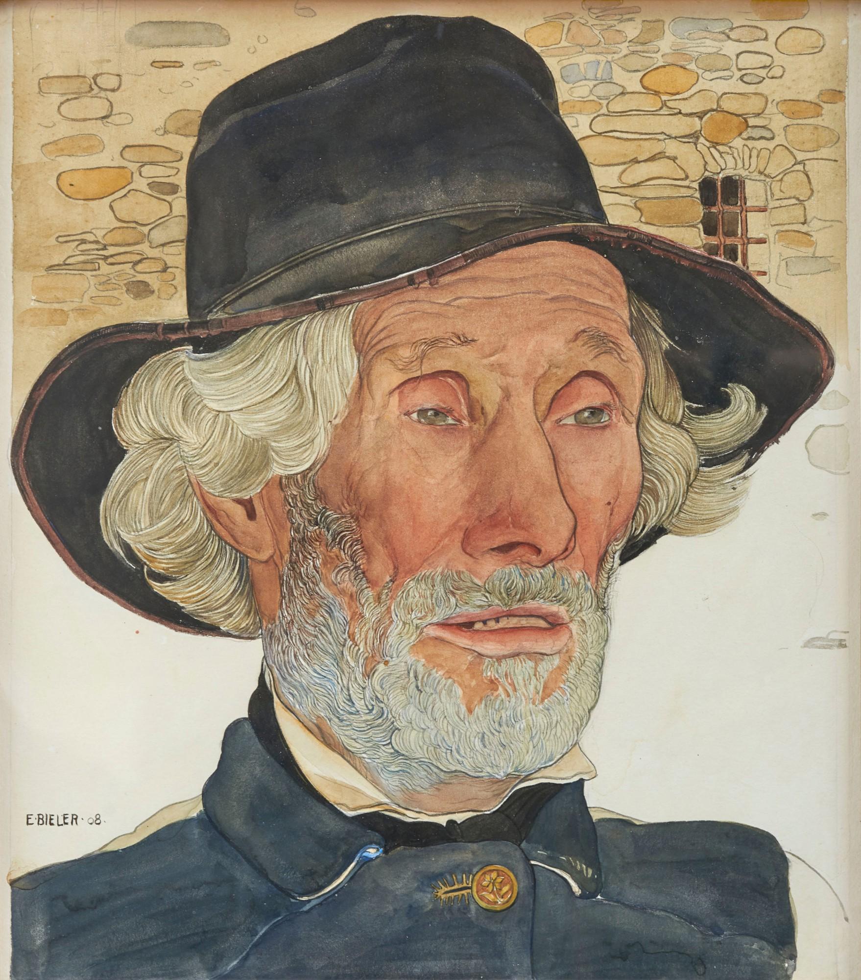 Ernest Biéler - Le vieux sonneur, Claude Antoine à Savièse, 1908