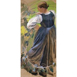 Ernest Biéler - Valaisanne Au Verger Girl From Valais In The Orchard