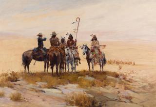 Ernest Chiriacka - Pow Wow 32 x 46 in. framed 38 x 52 in.