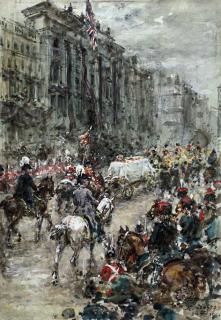 Ernest Crofts, R.A. - Sketch for \'The Funeral of Queen Victoria\', February, 1901