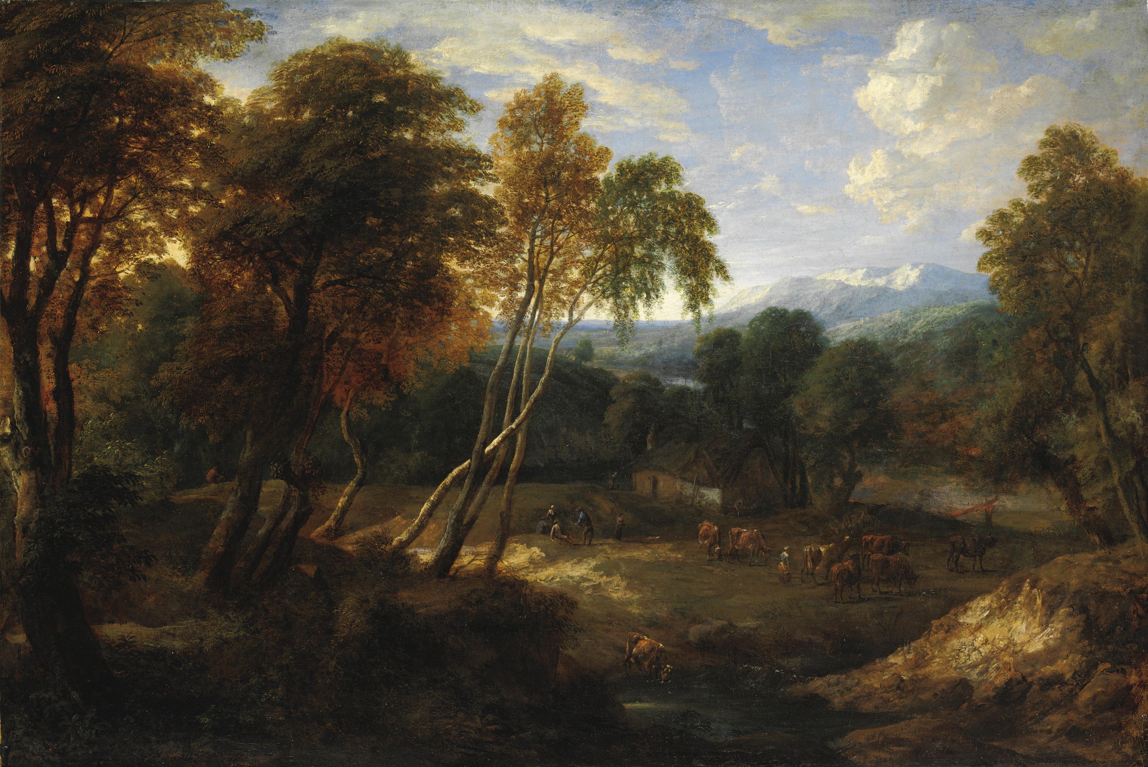 Ernest Daret - Paesaggio Con Figure E Armenti