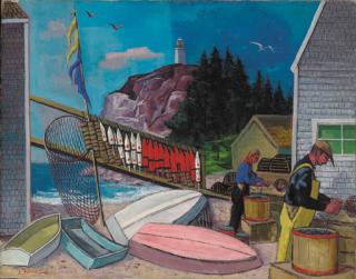 Ernest Fiene - Fishermen Cleaning The Day\'S Catch; And Native Boy, Jamaica: Two Works