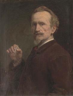 Ernest Gustave Girardot, R.B.A. - A Whiff, self-portrait of the artist