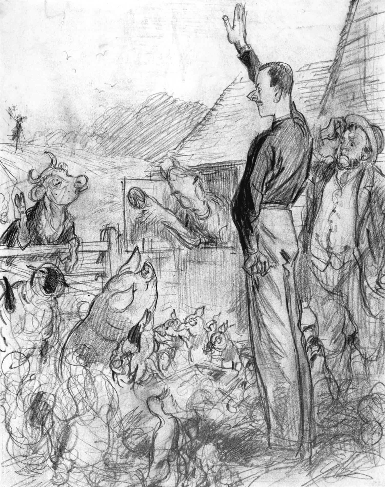 Ernest H. Shepard - ‘Fascism Infects The Farm’ (‘Conservatism Has Chosen The Financier. Fascism Chooses The British Farmer’) [Sir Oswald Mosley, At Appleby]