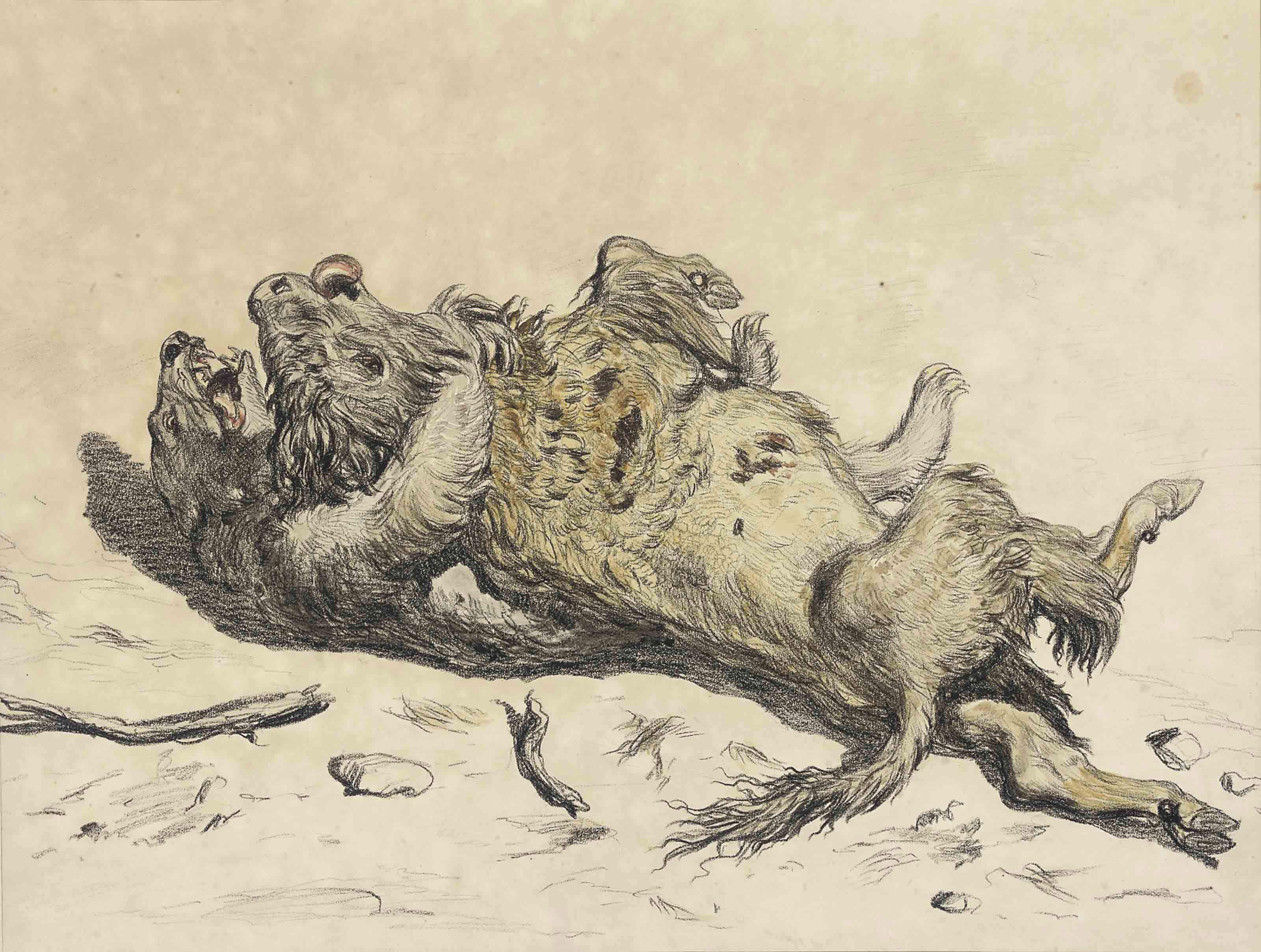 Ernest Henry Griset - The Two Protagonists; And A Bear Fighting A Gnu (Illustrated)