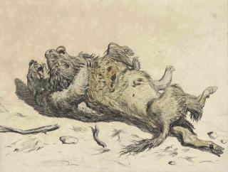 Ernest Henry Griset - The Two Protagonists; And A Bear Fighting A Gnu (Illustrated)