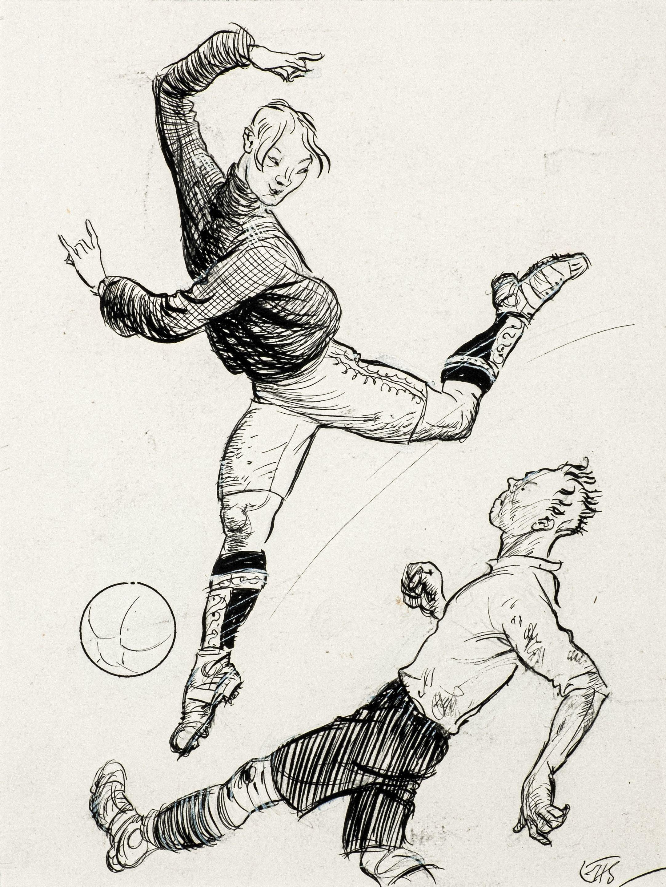 Ernest Howard Shepard - Footballerina: He would leap over the head of the opposing half-back
