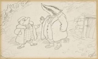 Ernest Howard Shepard - Preliminary cover design for The Wind in the Willows, Kenneth Grahame, 1959 edition.