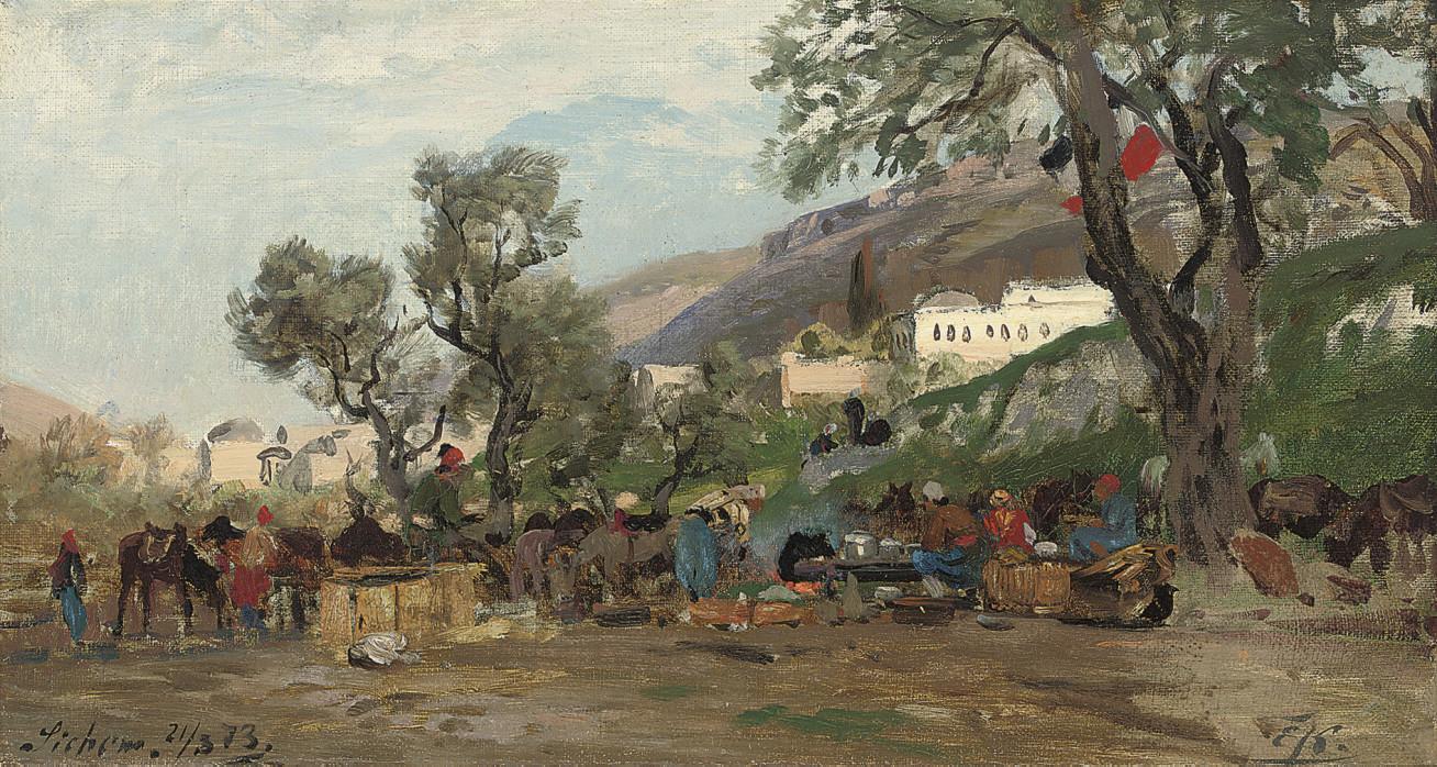 Ernest Karl Eugen Koerner - Horsemen resting, Sichem