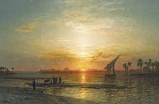 Ernest Karl Eugen Koerner - The Nile at Geza, dusk