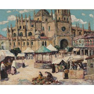 Ernest Lawson - Market Square, Segovia, Spain