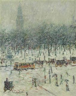 Ernest Lawson - New York Snow Scene With Madison Square Garden In The Distance