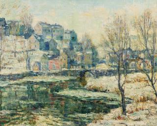 Ernest Lawson - Snowy Day Along The River