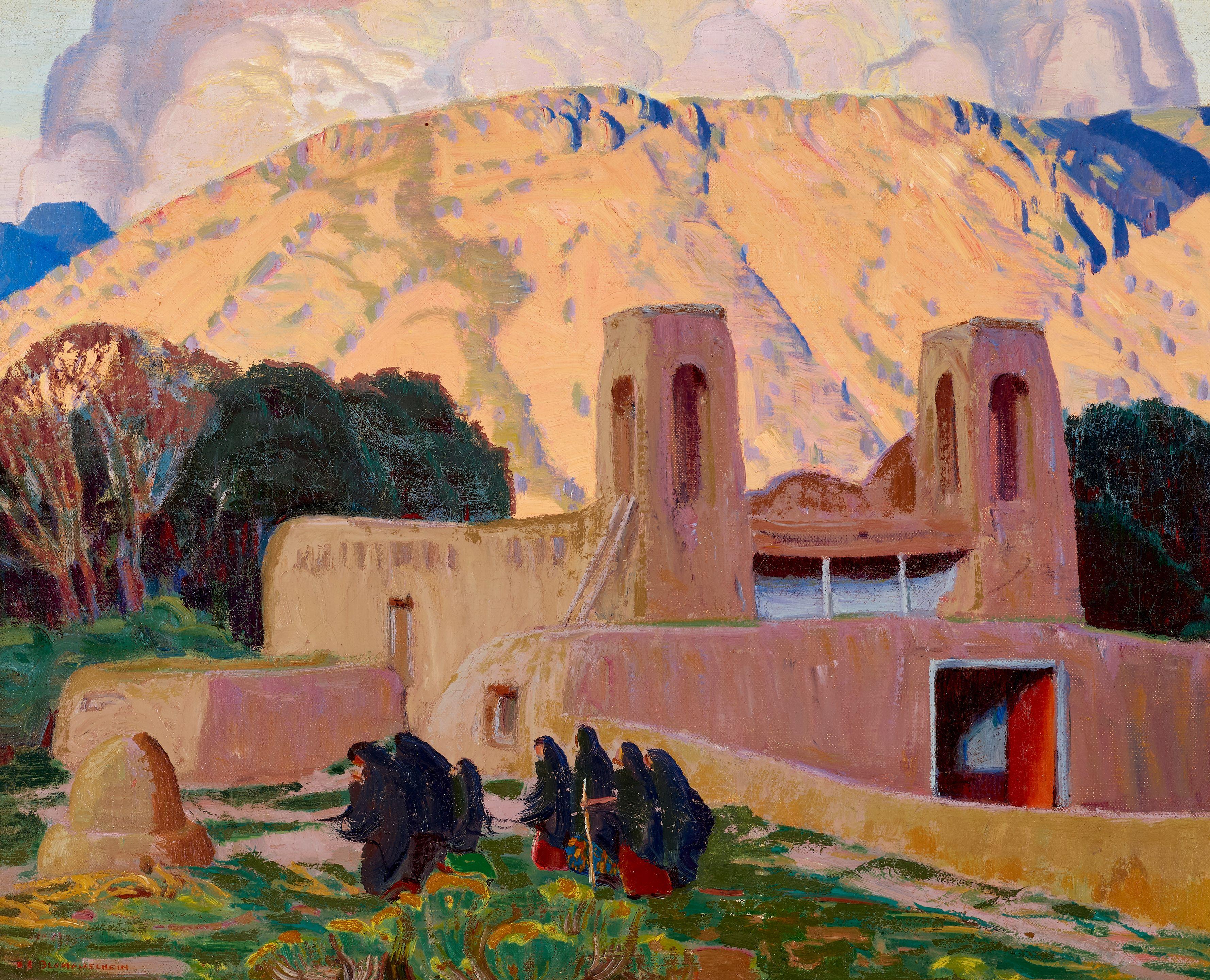 Ernest Leonard Blumenschein - Church at Chimayo 16 x 20 in. framed 25 x 29 in.