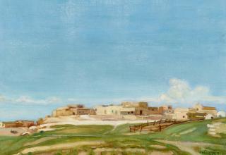 Ernest Martin Hennings - Laguna Pueblo 10 x 14 in. framed 13 1/2 x 17 1/2 in.