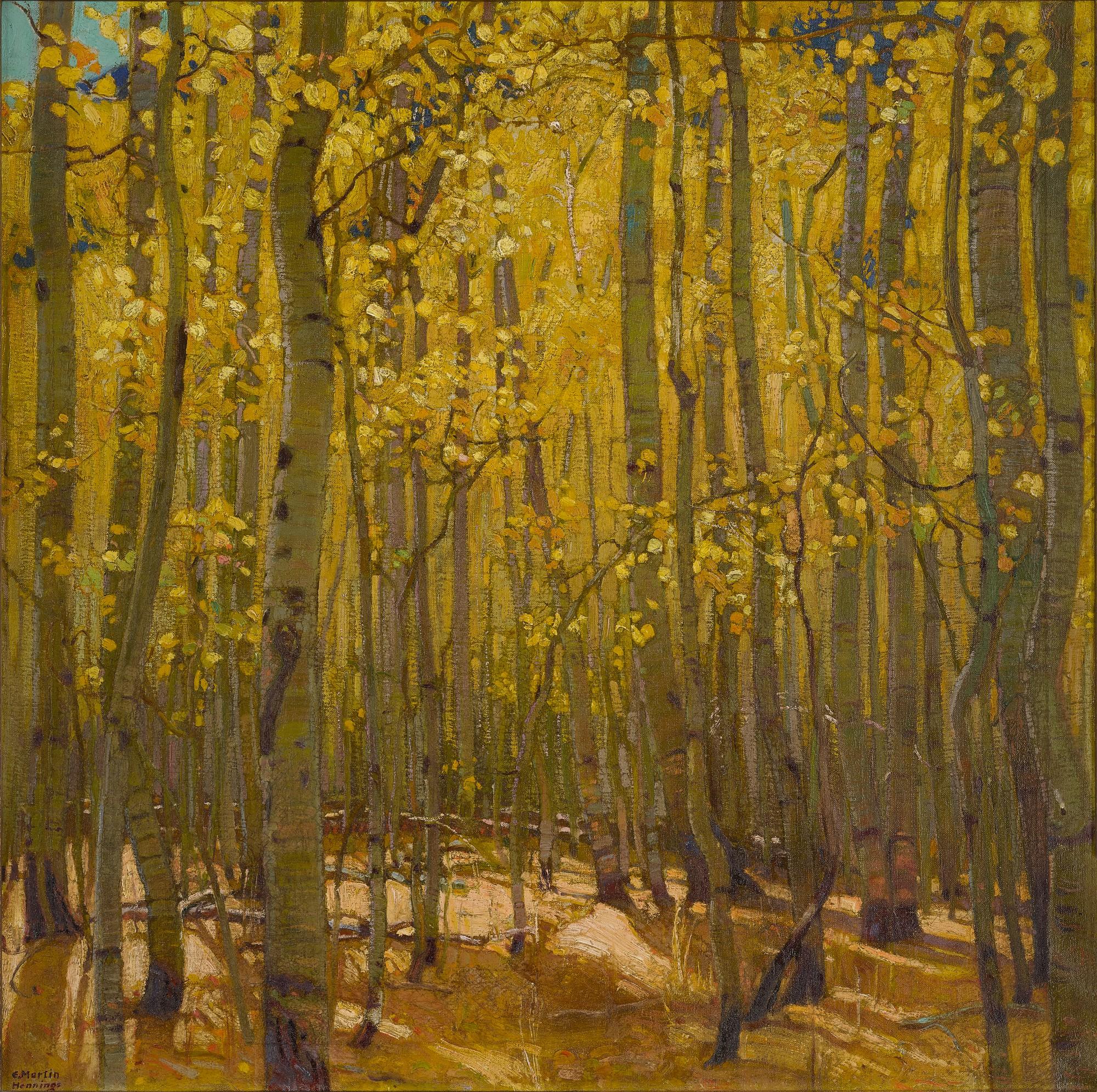 Ernest Martin Hennings - Sunlit Aspen Grove