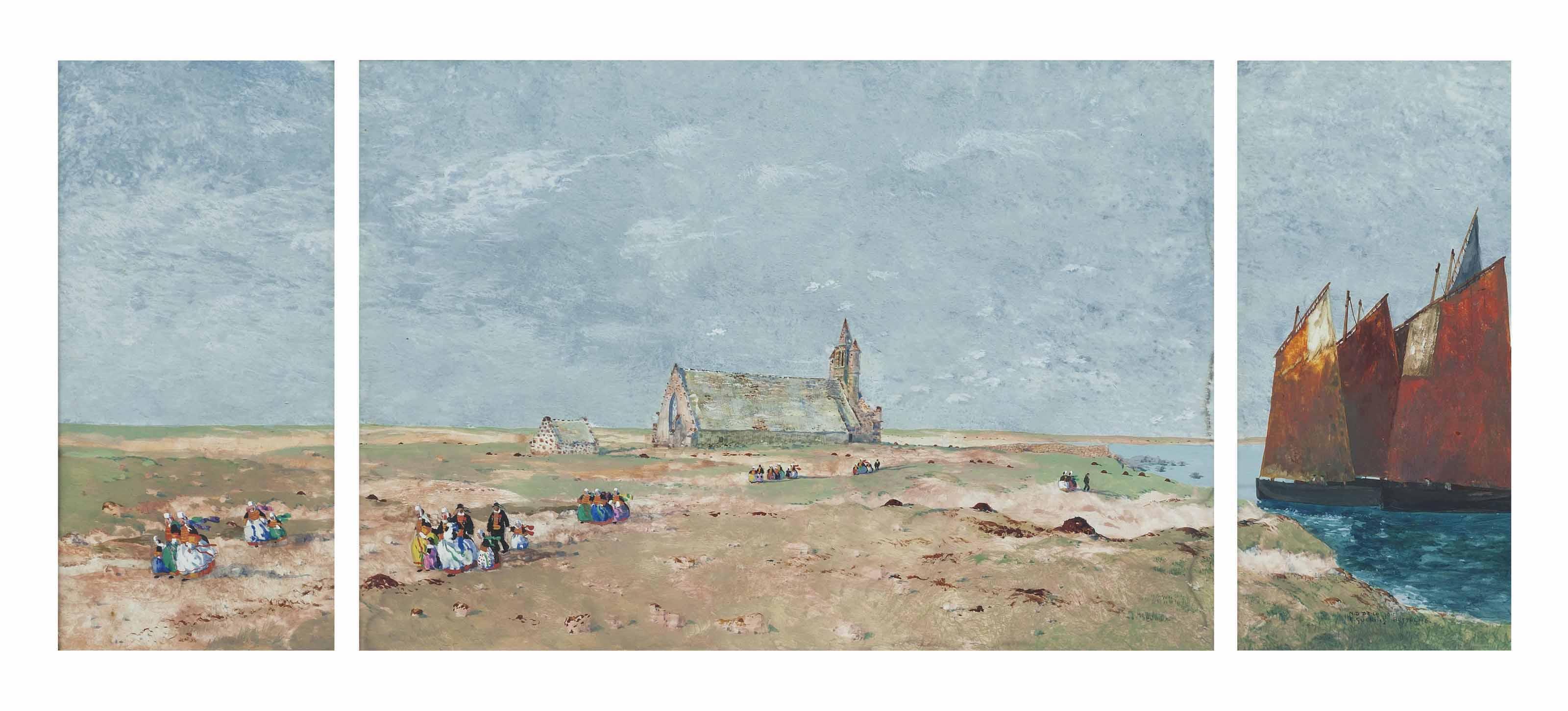 Ernest Pierre Guérin - Bretons outside Chapelle Notre-Dame de la Joie